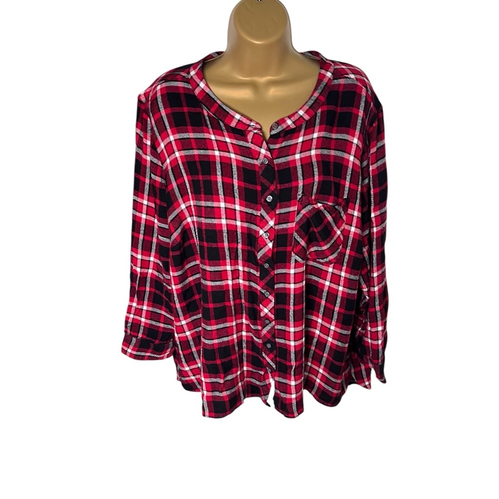 Talbots Woman Petites Plaid Button Down Shirt Lightweight Flannel 3XP